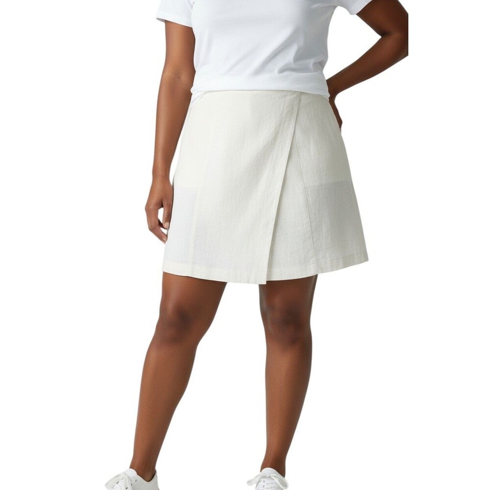 A New Day Women's White Linen Blend Skort Side Zip Sz 18 NWT